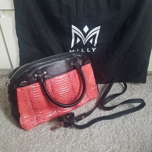 Milly Python/Leather Black & Pink Handbag